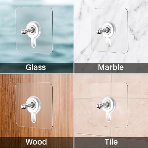 Image of SIGNAMIO 10 Pcs Screw Hooks for Wall Heavy Items - Self Adhesive Wall Hook, Nail Free, No-Drill Installation, Waterproof Screws Wall Hooks for Hanging, Durable ABS Material,