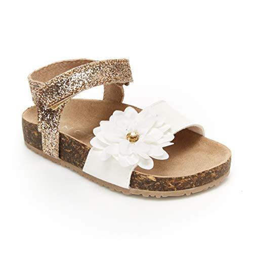 Carter's Girl's Ella Hook and Loop Sandal, White, 11 Little Kid