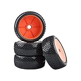 4pcs RC 1/8 Scale Off Road Car Buggy RC Tires Tyre and Wheels 17mm Hex, Red