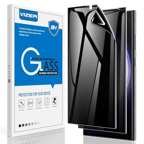 Image of VIZER Privacy Screen Protector for Samsung Galaxy S23 Ultra / Samsung Galaxy S22 Ultra (2 Pack) | Anti-Spy Privacy Film | Full Coverage Screen Guard | Fingerprint Unlock Compatible | HD Clarity | Bubble-Free | Scratch Resistant