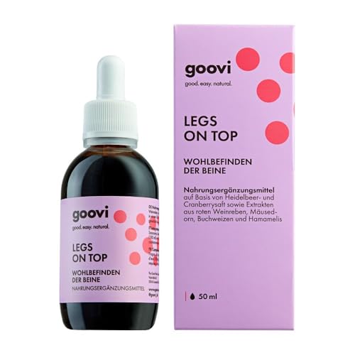 GOOVI Legs On Top - Flüssiges Nahrungsergänzungsmittel mit roter Weinrebe & Mäusedorn - 30-Tage-Kur – Ohne Zuckerzusatz