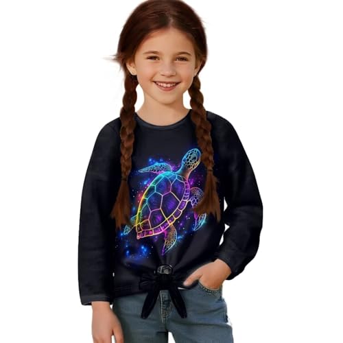 Upetstory Long Sleeve Shirt Tie Front Tops for Girls Kids Size 5-12 Years3