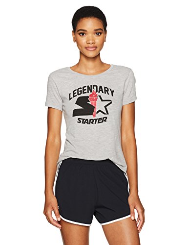 Starter Women's Short Sleeve Legendary Logo T-Shirt, Amazon Exclusive, Vapor Grey Heather, Extra Large