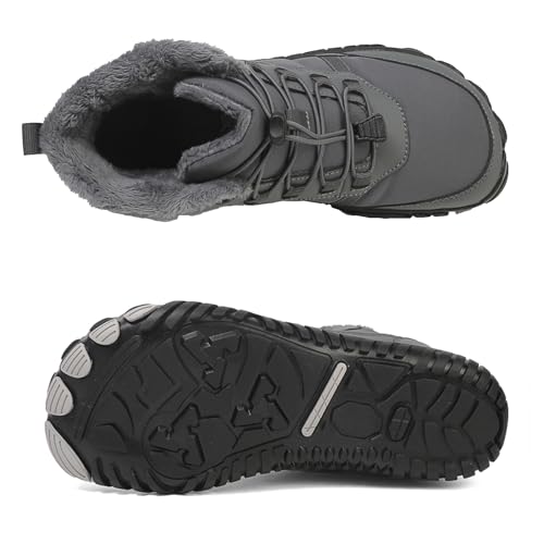 Image of Men's and Women's Barefoot Hiking Boots | Zero Drop Winter Snow Boots with Wide Toe Box | Slip-On Waterproof Ankle Booties | Minimalist Five-Finger Sneakers for Outdoor Hiking and Walking