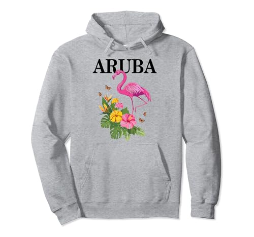 Aruba Flamingo Floral Plantas Tropicales Vintage Souvenir Sudadera con Capucha