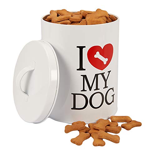 Barnyard Designs Pet Food Treat Canister with Lid, Tin Storage Container Jar