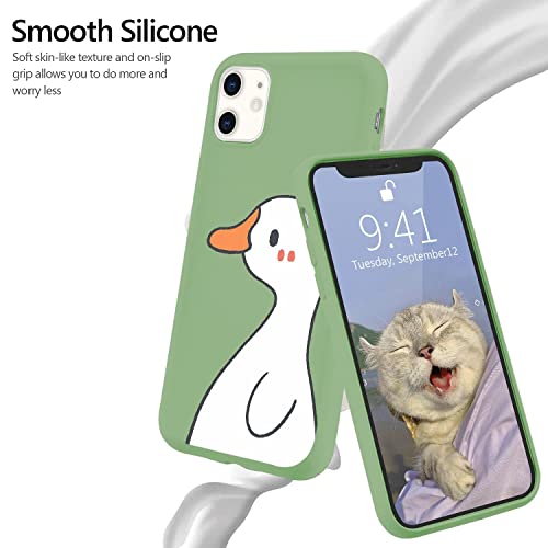 Cute Cartoon Duck Designed For Iphone 13 Mini Cases, Kawaii Animal Green Liquid Silicone Soft Gel Rubber Phone Cover For Women Girls #TOP2
