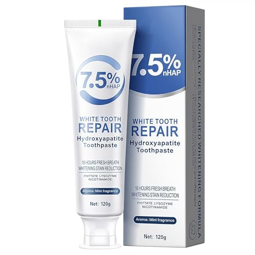 TANSAR Hydroxylapatit Zahnpasta, Zahnpasta Ohne Fluorid, Whitening Toothpaste Zahnschmelzrestauration, Minzgeschmack, Frischer Atem