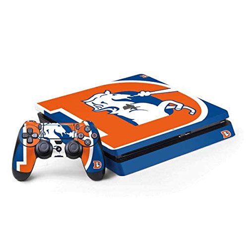 Skinit Decal Gaming Skin Compatible with PS4 Slim Bundle - Officially Licensed NFL Denver Broncos Retro Logo Design