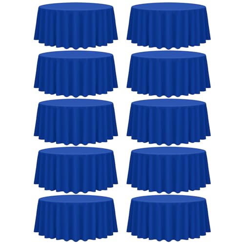Fani 10 Pack 120 Inch Round Royal Blue Polyester Tablecloths, Wrinkle & Stain Resistant, Perfect for 8ft Round Tables, Wedding, Banquet, Dinner Party by fani - Used condition - US$71.97