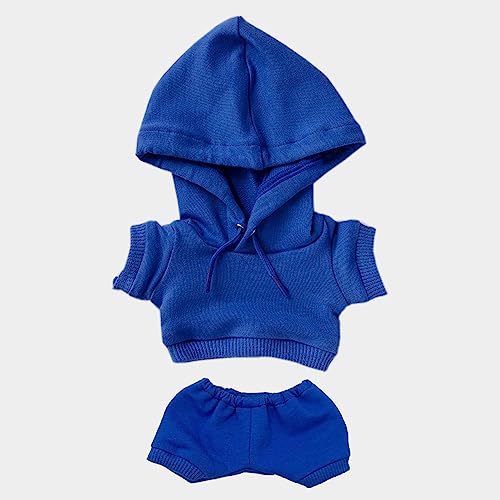 Image of niannyyhouse 15cm Plush Doll Clothes Elastic Solid Sportswear Suits Hoodie Pants Soft Stuffed Plush Toy Dress Up Accessories (Blue, 15cm)