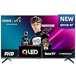 CHiQ L40QM10K 40 Inch Smart TV, Full HD QLED PRO Display, DCI-P3 90% Wide Colour, HDR10, ROKU TV OS, Works with Alexa, DVB-T/T2, Dolby Audio, 2x HDMI, USB, Frameless Design