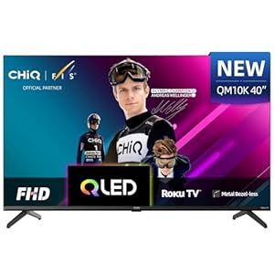 CHiQ L40QM10K 40 Inch Smart TV, Full HD QLED PRO Display, DCI-P3 90% Wide Colour, HDR10, ROKU TV OS, Works with Alexa, DVB-T/T2, Dolby Audio, 2x HDMI, USB, Frameless Design