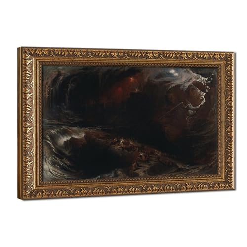 Poster The Deluge John Martin impression sur toile 50x76 cm avec cadre suspendu salon