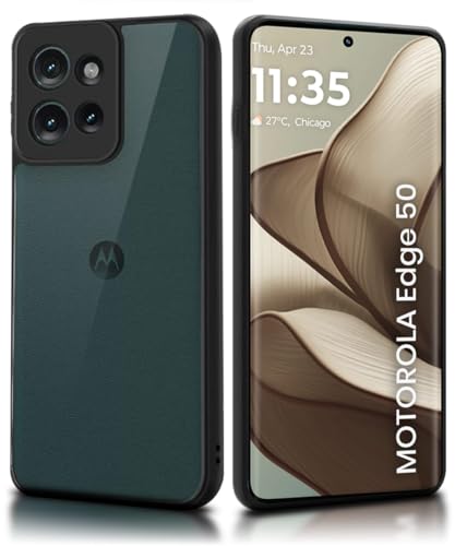 Image of WOW IMAGINE Translucent Hybrid Back Case Cover for Motorola Moto Edge 50 5G Smoked Matte Back | Shock Proof 360 Degree Protection | Protective Hard Case - Matte Black