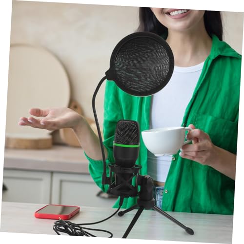 Microphone à condensateur USB Yardwe avec support triangulaire noir pour streaming
