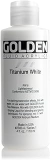 Golden 0002380-4 4oz. - 118ml - Fluid Acrylic Paint Color Paint Bottle - Titanium White