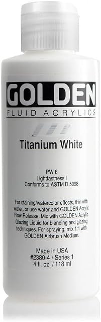 Golden 0002380-4 4oz. - 118ml - Fluid Acrylic Paint Color Paint Bottle - Titanium White