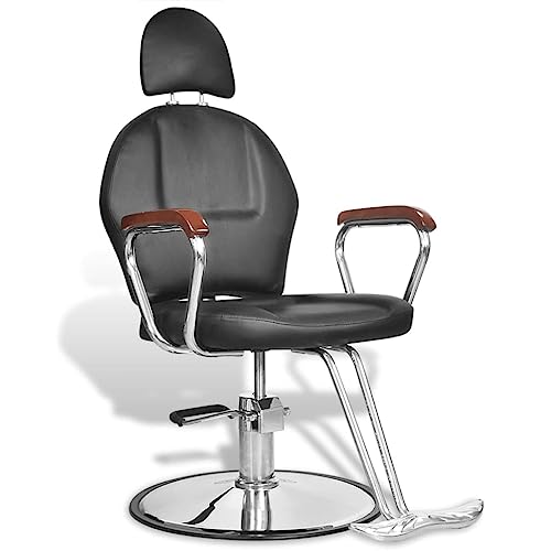 VidaXL Silla Peluquería Reposacabezas Cuero Artificial Negra Asiento Barbería