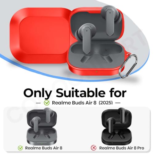 Image of Soft Silicone Case Cover Compatible for Realme Buds Air 8 (Red)