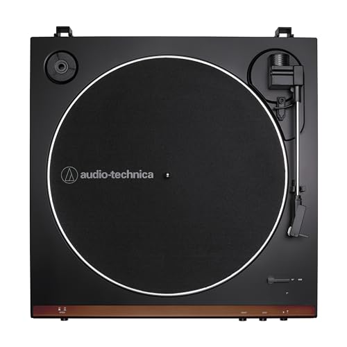 Image of Audio-Technica At-LP60X-BW Fully Automatic Belt-Drive Stereo Turntable, Hi-Fi, 2 Speed, Dust Cover, Anti-Resonance, Die-Cast Aluminum Platter Brown