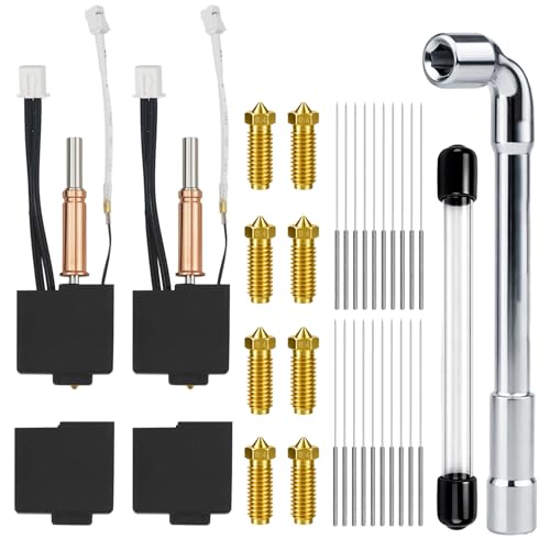 2 Stück Anycubic Kobra 3 Hotend-Kit, Heißend-Set für 3D-Drucker mit 8 x 0,4mm Messingdüsen, 1 Düsen-Schlüssel, 4 Silikon-Schutzhüllen & 20 Reinigungsnadeln, Kompatibel mit Kobra 3/Kobra 3 Combo