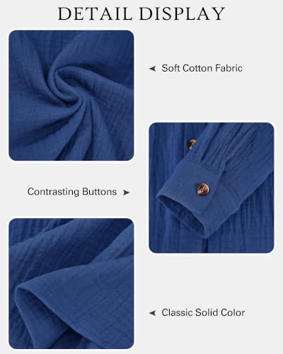 Image of NOLLSOM Casual Shirts for Women Long Sleeve Button Down Blouses Fall 2026 Solid Color Trendy Tops with Pocket