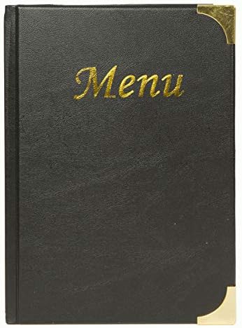 Securit Basic Leather Menu - Faux Leather A4 Wine Menu Holder with Double-sided Pocket Inserts, Wine Menu Book, Leather Book for Restaurants - Black