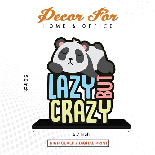 Image of Artvibes Lazy But Crazy Quotes Table Decor for Office Desk | Home Decoration Items | Living Room | Modern Art Wooden Showpiece Decorative Gift Item (SP 1179)