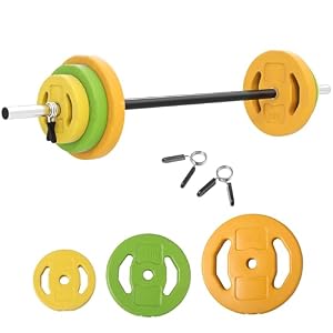 HOMCOM 20kg Barbell Weights Set, Solid One-Piece Barbell Bar, No-Joint Design Adjustable Weights with Non-slip Handle, for Women and Men Home Gym Exercise Weight Strength Training