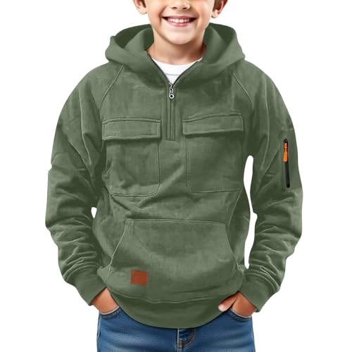 Hoodies For Boys Quarter Zip Pullover Casual Tractical Long Sleeve