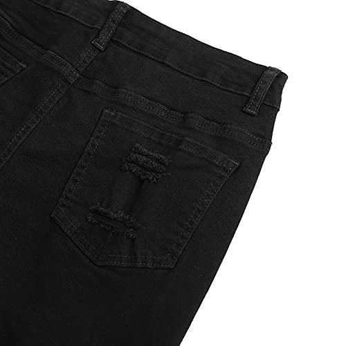 Image of THUNDER STAR Women Mid Rise Ripped Stretchy Jeans Shorts Frayed Raw Hem Casual Denim Shorts