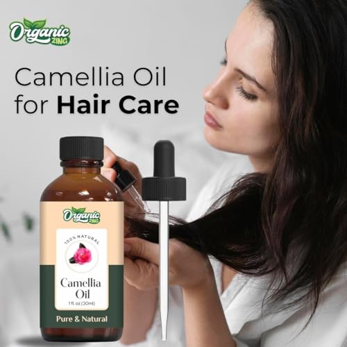 Image of Organic Zing Camellia Essential Oil Pure & Natural for Skin, Face, Hair Care, Shampoo, Face Cleanser - 30ml