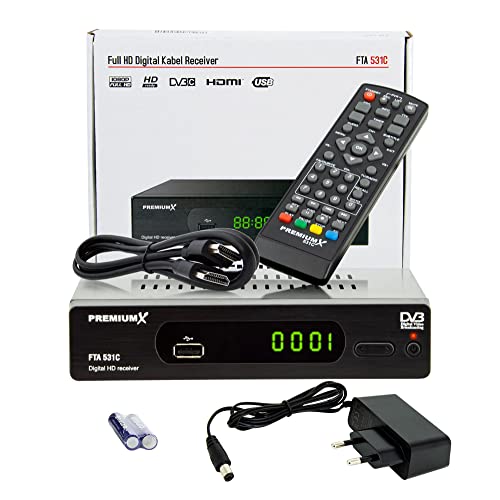 Premium X Kabelreceiver DVB-C FTA 531C Digital FullHD SCART HDMI USB Mediaplayer, TV-Receiver Kabel-Fernsehen – Bild 7