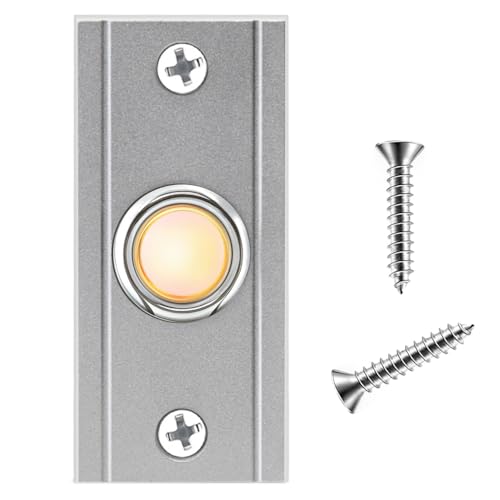 Metal Doorbell Button Wired Button LED Lighted Door Bell Wall Mounted Door Bell Push Buttons for Home, Vintage Doorbell Buttons Replacement Most Door Chimes by etoper - Used condition - CA$18.59