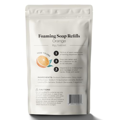 Image of Tidy Kitchen Foaming Hand Soap Refill Tablets, 80 fl oz, 10 Count, Orange | Dissolves in Warm Water, Gentle Moisturizing Foam, Fits Most Foaming Dispensers, Convenient, Fresh Scent, For Kitchen & Bath