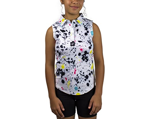 Girls Polo Shirt Perfomance Quick Dry Sleeveless Tennis Shirts Fashion Print Athletic Golf Polo