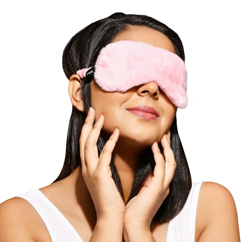 Ross 100% Mulberry Silk Faux Fur Sleep Mask Eye Mask, Super Smooth for Blind Fold (Pink – Fur)