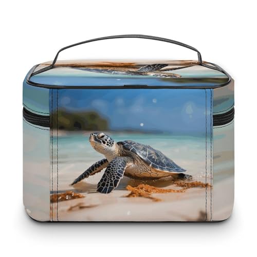 Foldable Travel Luggage Bag for Men And Women, Dry And Wet Separation Portable Travel Luggage Bag, Sea Turtle on The Beach Printed Waterproof Sports Luggage Bag, Fitness Bag3