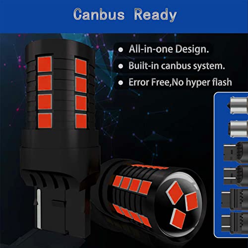 Yonput Pack-2 Led Bulb Reverse Light, Upgraded 7443 Led Bulbs For Reverse Lights, Led Lamps Replacement For Backup, Super Bright Light Fits For Car, Car Brake Turn Signal Lights (Red) #TOP6