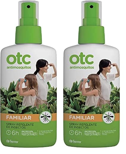 OTC Antipiojos Antimosquitos - Spray Familiar Repelente de Insectos - Eficaz contra el Mosquito Tigre - Para Adultos y Niños Mayores de1 Años - Protección 6 h - Envase de 100 ml (Paquete de 2)