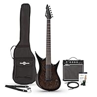 Includes Guitar, Amp, Tuner, Gigbag, Lead and More Metal Style Guitar In Unique Transparent Burl Finish Comes With 15 Watt Electric Guitar Amp Ideal Solution For Up And Coming Rock Or Metal Guitarists