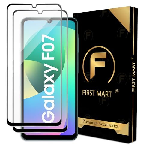 Image of FIRST MART Military Grade Gorilla Tempered Glass Compatible For Samsung Galaxy F07 5G (6.7 Inches) With Easy Installation Kit for Smartphone| Edge To Edge Coverage | Black, Pack of 2