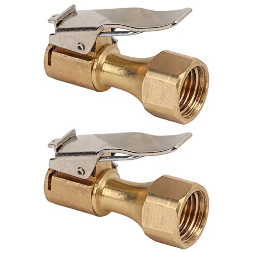 WOHPNLE Air Chuck, 2Pcs Brass Closed Flow Tire Air Chuck Heavy Duty Clip On Locking Air Chucks for Mechanics, Truck Drivers, Or DIY Users