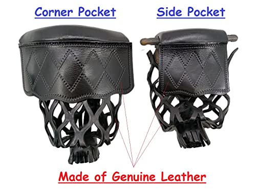 Joy's Billiard Pool Table Pockets, Leather Pool Table Pockets, Billiard Pockets, Made Of Real Leather, Diamond Pattern Shield, Black Color, Set Of 6 #TOP1