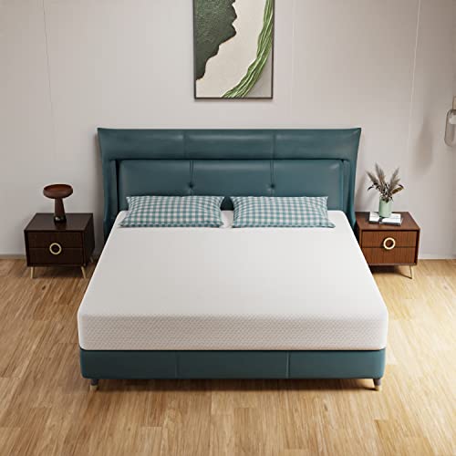 Image of PayLessHere 10 Inch Mattress Green Tea Memory Foam Mattress CertiPUR-US Certified,Removable Soft Cover,Fiberglass Free,King mattresses for Bed Frame, Bunk Bed, Trundle, Daybed,White