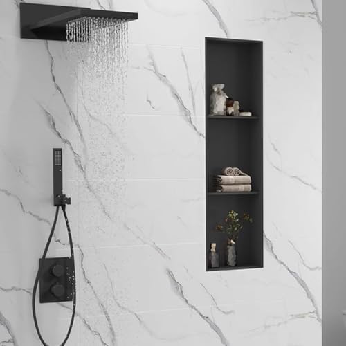 Ducha de Acero inoxidable y almacenamiento de baño integrado, botiquín de Metal, portarrollos Decorativo para Papel higiénico, Gris 32 x 32 x 12,5 cm, diseño de baño Mode