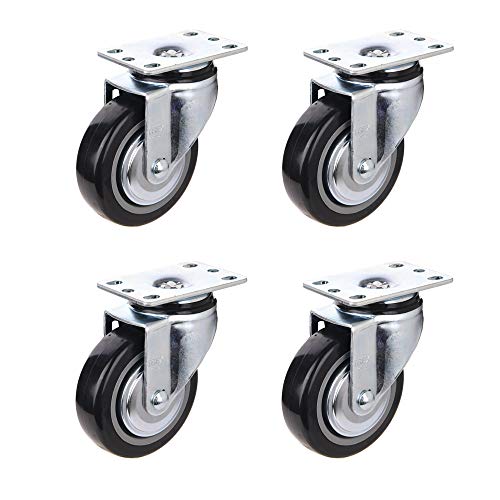 [T-REX CASTER] 4inch Heavy Duty Casters, All Swivel Plate Caster Wheels with Black