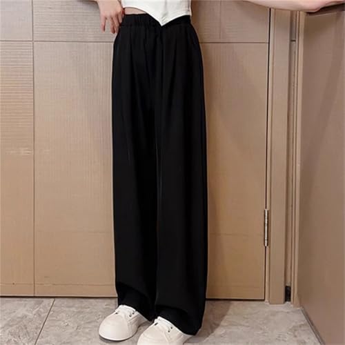 Girls Pull on Straight Pants Kids Plain High Waist Fall Thin Sweatpants Wide Leg Casual Comfy Trousers with Pockets2