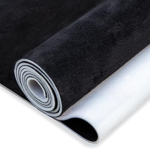 Hiksuky Suede Auto Headliner Fabric 98 L 60 W with Foam Backing - Black Interior Replacement Material for Car/Truck/SUV/RV Roof Tube Packaging - Home Repair/DIY Headliner Material